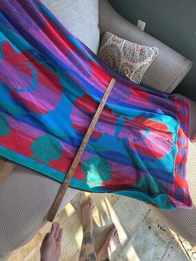 Vintage beach towel sun country retro rainbow seashell towels